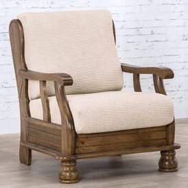 Super streczowe pokrowce NIAGARA śmietankowe, fotel z drewnianymi bokami (sz. 50 - 80 cm) 1