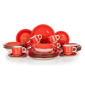 Ceramiczny zestaw obiadowy SPIRAL RED 30 sztuk 1